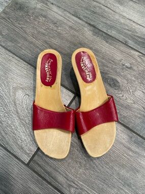 Skechers Women's Red Slip-On Mule Sandals